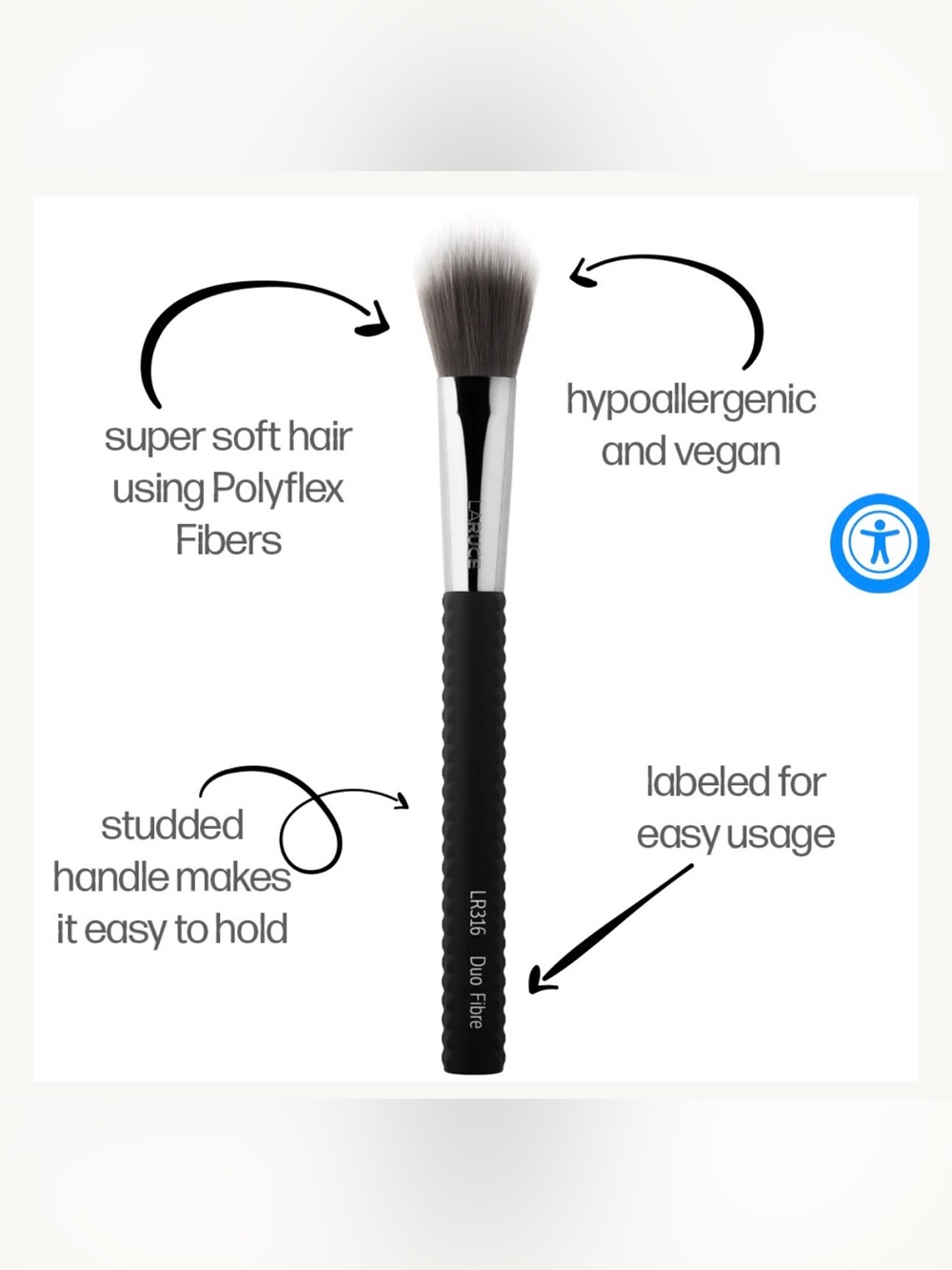 Laruce LR316 Duo Fibre Makeup Brush - Black